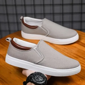 Men’s Trendy Canvas Sneakers Breathable Casual Slip-On Walking Shoes for Summer and Spring