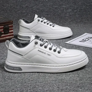 Men’s Trendy Casual Athletic Shoes Breathable Waterproof Rubber Outsole Anti-Slip Layer Lining Flexible PU Upper Walking Style