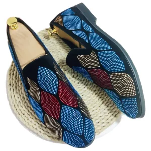 Men’s Trendy Casual Slip-On Leather Shoes Breathable Anti-Slippery Colourful Design Flat Loafers Autumn