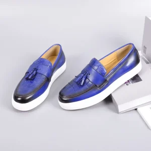 Men’s Trendy Korean Style Business Casual Shoes Cross-Border Slip-On Cowhide Leather Thick Design Autumn