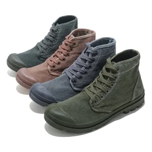 Men’s Trendy Retro Chinese Style Lace-Up Closure Autumn Washed Canvas Shoes