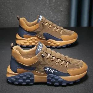 Men’s Ultra-Light Breathable Casual Dad Shoes Lace-Up Closure Autumn Sports Sneakers Shock-Absorbing Mesh