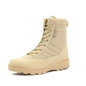 Men’s Unisex High-Top Casual Boots Breathable Tactical Boots Waterproof Leather Upper Rubber Outsole Outdoor Winter Use