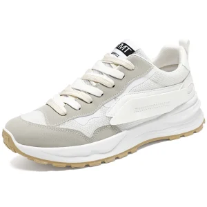 Men’s Versatile Breathable White Sneakers Casual Flat Running Shoes with Walking Style for Sports and Exercise