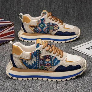 Men’s Versatile Platform Casual Running Sneakers Breathable Cloth Upper Slip On Design Trendy Fashionable