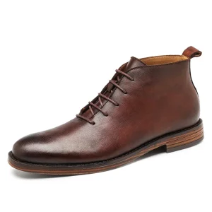 Men’s Waterproof Genuine Leather Ankle Boots Lace-Up Wedding Shoes Autumn Office & Career Casual Shoes