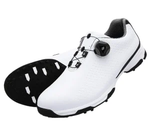Men’s Waterproof Golf Sneakers Breathable Non Slip Summer Shoes with Rotation Shoelace Rubber Insole No Spikes