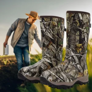 Men’s Waterproof Winter Hunting Boots Neoprene Rubber Fishing Boots Cold Weather Climbing Camouflaged Gumboots Insulated Boots