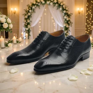 Men’s Wedding Shoes Genuine Leather Handmade Elegant Lace Up Oxfords Business Office Dress Shoes China Manufacturer