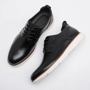Men’s Wedding Shoes Slip-On Square Toe Breathable Color-Block Casual Leather Shoes