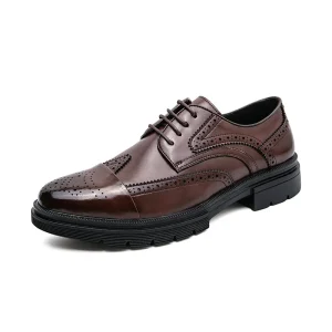 Men’s Wedding Shoes with Pointed Carved Design and Anti Slip Outsole