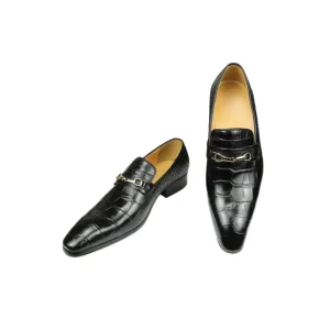 Men’s Wedding Slip On Loafers Genuine Leather Breathable Rubber Outsole Pointed Toe