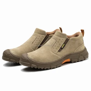 Men’s Welding Safety Work Shoes Iron Toe Anti-Puncture Slip-Resistant Suede Leather Shoes for Factory Construction