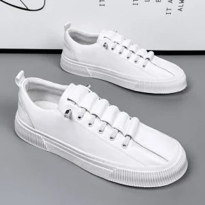 Men’s White Comfortable Fashionable Casual Driving Shoes with Anti Slip & Breathable Features for Spring Autumn Winter