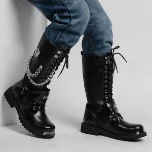 Men’s Winter Boots, High Top Leather with Cotton Lining for Autumn and Summer