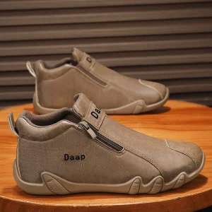 Men’s Winter High-top Casual Shoes Work Shoes Solid Color Warm Rubber Outsole Fashionable All-match Outdoor