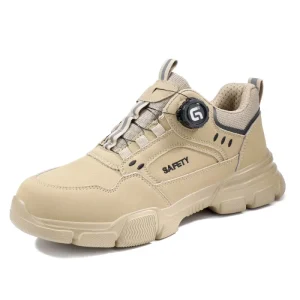 Men’s Winter Safety Shoes Rotating Buckle Steel Toe Anti Impact Puncture Resistant Lightweight Work Boots Fabric Upper Rubber