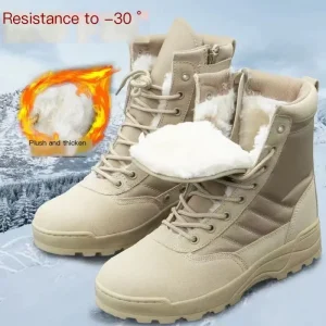 Men’s Winter Snow Boots Casual Outdoor Sneakers Lace Up Warm Shoes Non Slip Boots