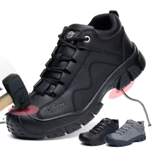 Men’s Winter Steel Toe Lightweight Work Shoes Breathable Construction Puncture Proof Slip Electrical Insulation Safety Shoes