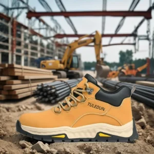 Men’s Women’s Brown Steel Toe Safety Shoes Winter Mesh Lined Lightweight Outdoor Work Shoes