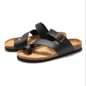 Men’s Women’s Cork Sandals Soft Sole PU Leather Upper Adjustable Buckle Design Casual Slides Large Size Summer Beach Outdoor