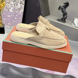 Men’s Women’s Retro Comfort Loafers Genuine Leather Suede Half Slippers Slip On Solid Fashion Trend for Spring Summer Autumn