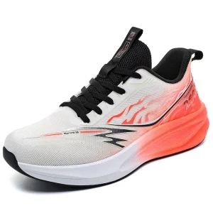 Men’s Women’s Sporty Retro Style Lightweight Breathable Mesh Upper Running Shoes EVA Midsole Rubber Outsole Elastic Band Closure