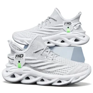 Men’s Women’s Summer Lace up Solid Breathable Mesh Upper Running Shoes Soft PVC Outsole Large Size Sports Shoes
