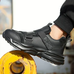 Men’s Work Safety Shoes with EVA and Steel Toe Autumn Leather Boot Mesh and Rubber Insole
