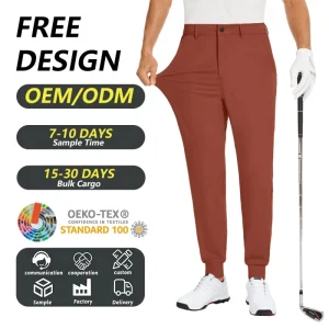 Men’s Wrinkle Resistant Golf Jogger Pants Stretch Water Repellent Fabric Custom Logo Plus Size Available Business Golf Trousers
