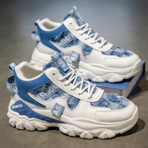 Men’s Youth Outdoor Shoes New Wear Resistant Heighten High Top Sports Casual Versatile Clunky Sneakers
