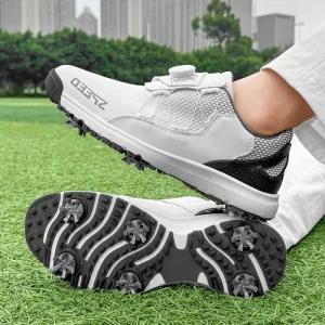 Men’s and Women’s Golf Shoes Waterproof Breathable Automatically Rotating Lacing Casual Shoes