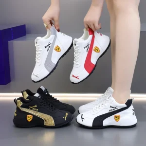 Men’s and Women’s Sport Shoes with Soft Rubber Sole Leather and Canvas Lining Mesh Material