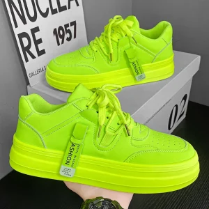 Men’s autumn green trendy shoes men’s platform fashion height increasing thick soled student sports casual low top sneakers