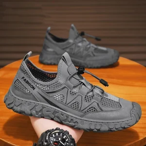 Men’s safety shoes new summer model breathable hollow mesh shoes non slip wear resistant sports shoes casual sneakers