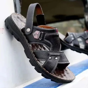 Men’s seasonal sandals casual beach shoes middle-aged men’s non-slip outdoor thick-soled shoes