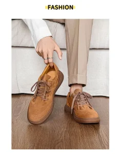 Mesh Lining Retro Office Men’s Gum Sole Wingtip Comfort Casual Board Shoes