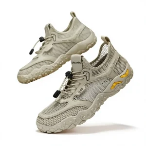 Mesh Men’s Summer Shoes Breathable Lightweight Outdoor Slip-On Sneakers with PVC Outsole and Solid Color Design