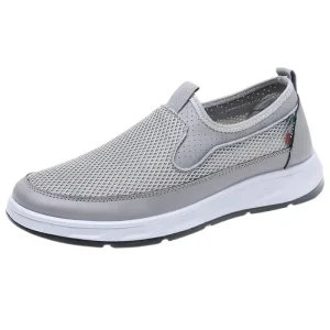 Mesh Upper Lightweight PU Sole Men’s Cushioning Walking Shoes Slip On Jogging Loafers For Men
