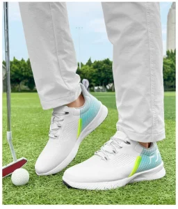 Microfiber Upper Rubber Outsole Waterproof Non slip Comfortable Outdoor Large Size Golf Shoes with Active Spikes for All Seasons