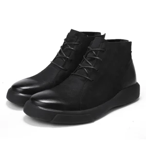New Ankle Casual Brown Black Work Boots for Men Size 38-47 Comfortable Genuine Leather Rubber