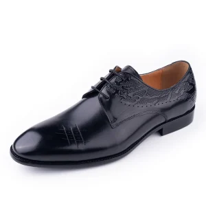 New Arrival Men’s Derby Dress Shoes with Lace up Black Genuine Leather Pointed Toe Wedding Fashion for Autumn Season