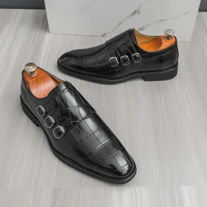 New Arrivals Chausson Hommes Men’s Leather Dress Shoes Black White Oxfords Slip On Office Business Formal Moccasin Shoes