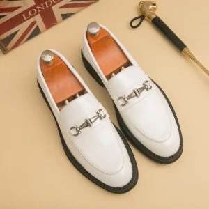 New Design British Style Men’s Vintage Slip-On Casual Social Dress Shoe Patent Leather Loafers Wedding Pointed Toe Shoes
