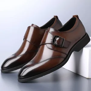New Fashion Casual PU Leather Shoes Simplicity Business Soft Sole Anti Slip and Wear-Resistant Pointed Toe Mens Formal Shoes