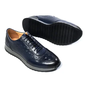 New Fashion Men’s Casual Leather Sneakers Lace Up Walking Shoes for Summer & Autumn Round Upper with Rubber Insole