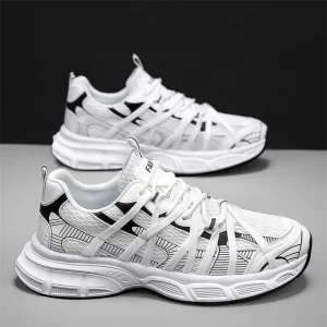 New Fashionable Breathable Versatile Casual Walking Shoes Men’s Thick Sole Sports Shoes PU Leather Upper PVC Outsole