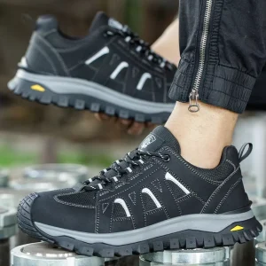 New Fashionable Men’s Rubber Outsole Safety Shoes Customizable for Comfortable and Breathable Steel Toe Work Shoes