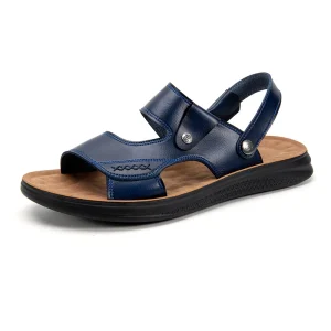 New High Quality Flat Open Toe Leather Sandals for Men Fashion Design India Eva Cowhide Shoes Summer OEM