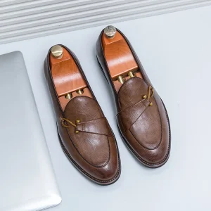 New Ideas Business Casual Genuine Leather Men’s Dress Shoes Breathable Pointed and Closed Toe Height Wedding